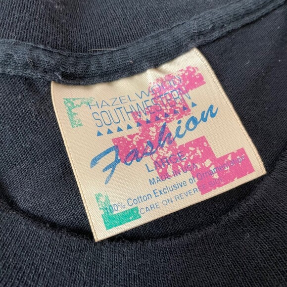 Vintage 80s 90s Hazelwood Southwestern Fashion Fringe Womens T-Shirt Size L - Picture 3 of 9